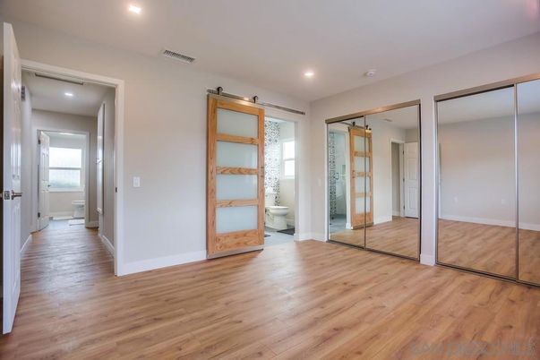 Bathroom, Empty room, Interior, Recessed Lighting, Wood Texture Flooring