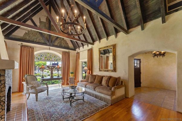 Chandelier, Fireplace, Interior, Living room, Wooden Beams, Wooden Ceilings, Wood Texture Flooring