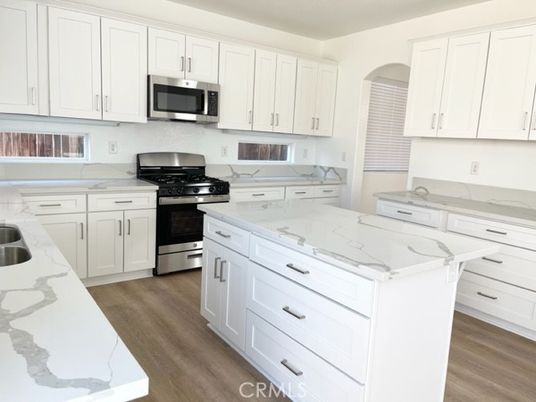 Interior, Kitchen, Stainless Steel Appliances, Wood Texture Flooring