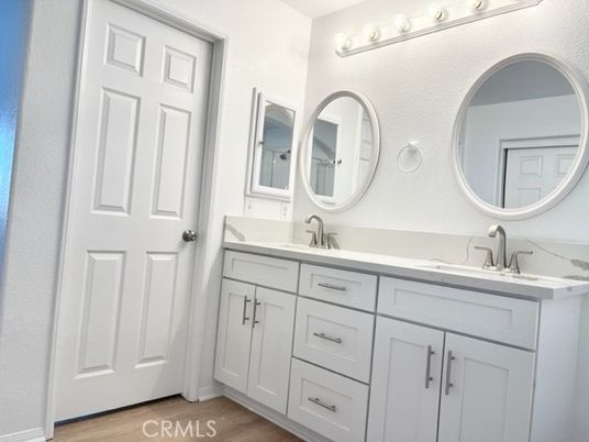 Bathroom, Dual Sink Vanities, Interior, Wood Texture Flooring