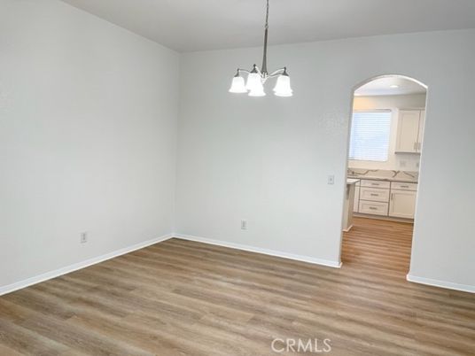 Empty room, Interior, Kitchen, Pendant Lights, Wood Texture Flooring
