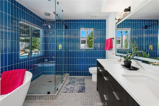 Bathroom, Dual Sink Vanities, Free Standing Baths, Glass Shower, Interior