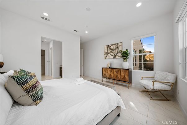 Bedroom, Interior, Marble, Recessed Lighting