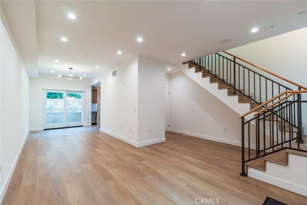 Empty room, Interior, Pendant Lights, Recessed Lighting, Wood Texture Flooring