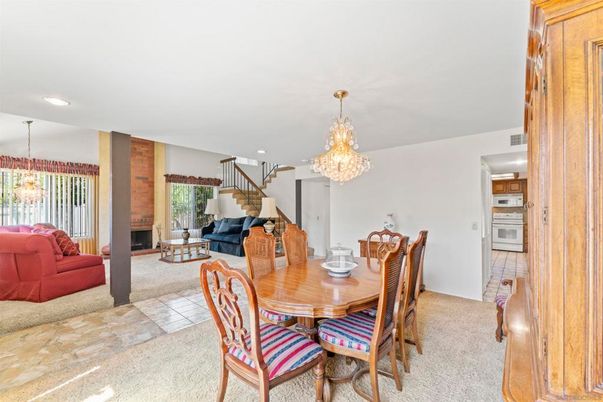 Chandelier, Dining room, Fireplace, Interior, Living room, Piano, Recessed Lighting