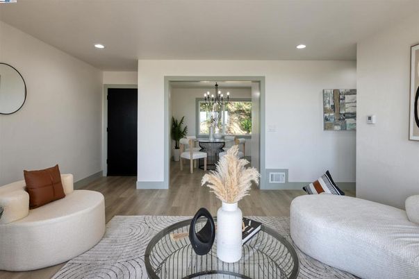 Bedroom, Chandelier, Dining room, Interior, Recessed Lighting, Wood Texture Flooring