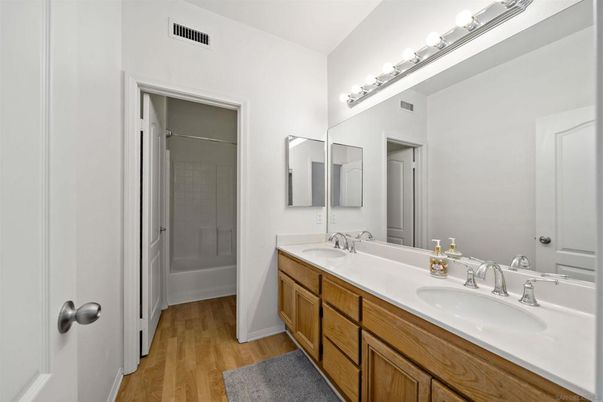 Bathroom, Dual Sink Vanities, Interior, Wood Texture Flooring