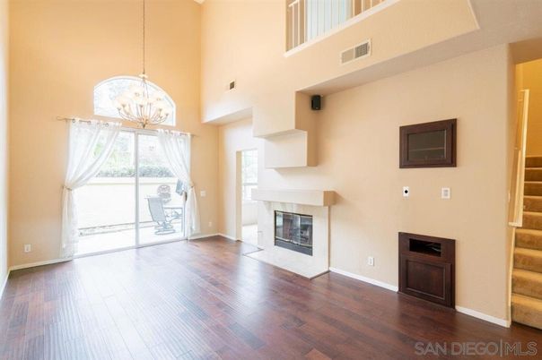 Fireplace, Interior, Pendant Lights, Wood Texture Flooring