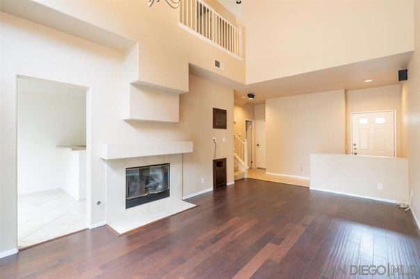 Fireplace, Interior, Recessed Lighting, Wood Texture Flooring