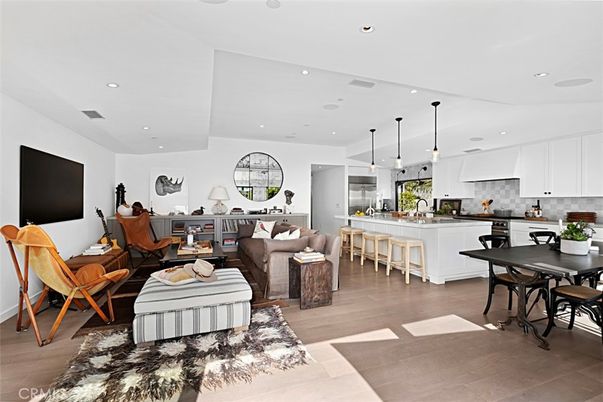 Dining room, Interior, Kitchen, Living room, Pendant Lights, Recessed Lighting, Wood Texture Flooring