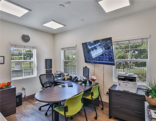 Home Office, Interior, Recessed Lighting, Wood Texture Flooring