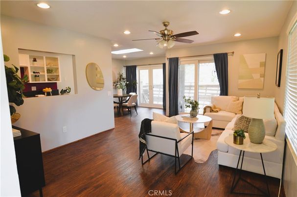 Dining room, Interior, Living room, Recessed Lighting, Wood Texture Flooring