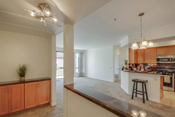 Chandelier, Empty room, Interior, Kitchen, Stainless Steel Appliances
