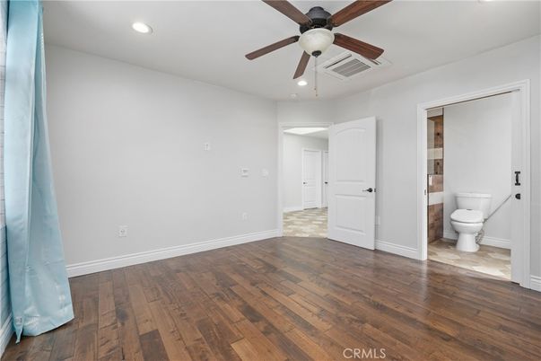 Bathroom, Empty room, Interior, Recessed Lighting, Wood Texture Flooring