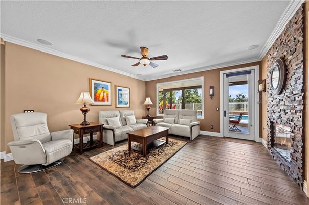 Fireplace, Interior, Living room, Stone Walls, Wood Texture Flooring