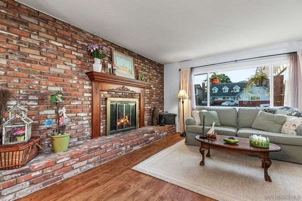 Fireplace, Interior, Living room, Stone Walls, Wood Texture Flooring