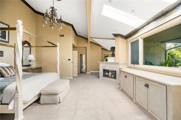 Bedroom, Chandelier, Fireplace, Interior, Recessed Lighting