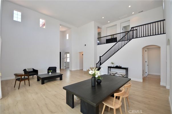 Dining room, Interior, Recessed Lighting, Wood Texture Flooring
