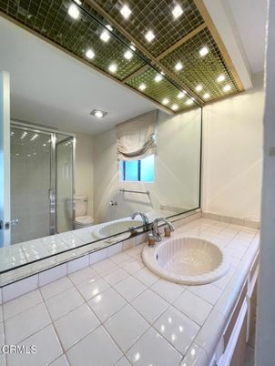 Bathroom, Glass Shower, Interior, Recessed Lighting, Tile Countertops