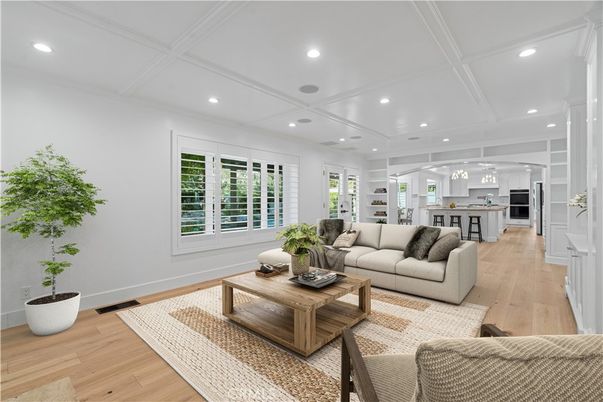 Interior, Kitchen, Living room, Recessed Lighting, Wood Texture Flooring