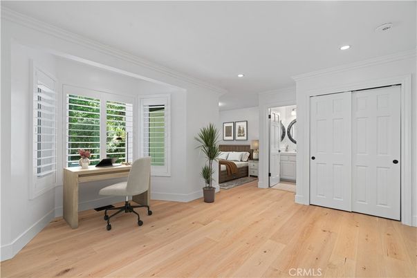 Bedroom, Home Office, Interior, Recessed Lighting, Wood Texture Flooring