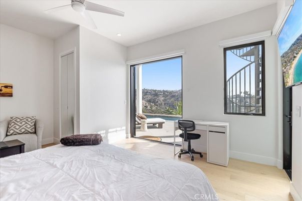 Bedroom, Home Office, Interior, Recessed Lighting, Wood Texture Flooring