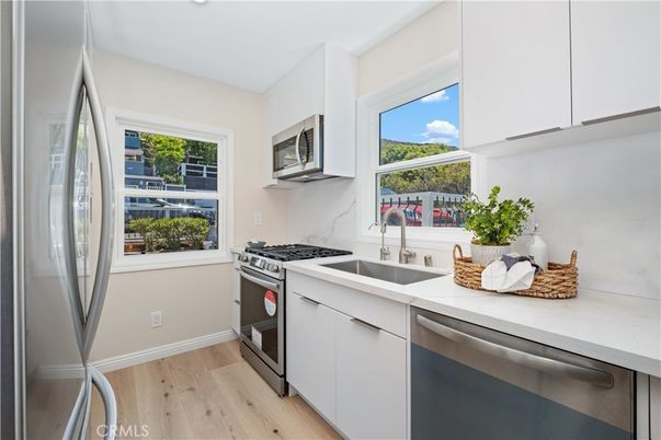 Interior, Kitchen, Stainless Steel Appliances, Wood Texture Flooring