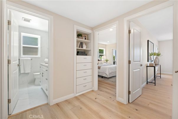 Bathroom, Bedroom, Interior, Marble, Recessed Lighting, Wood Texture Flooring