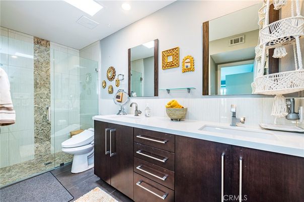 Bathroom, Dual Sink Vanities, Glass Shower, Interior, Recessed Lighting