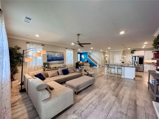 Interior, Kitchen, Living room, Pendant Lights, Recessed Lighting, Stainless Steel Appliances, Wood Texture Flooring