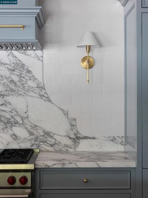 Interior, Kitchen, Marble Walls, Stainless Steel Appliances