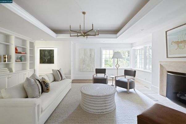 Fireplace, Interior, Living room, Pendant Lights, Wood Texture Flooring