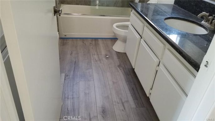 Bathroom, Interior, Tile Countertops, Wood Texture Flooring