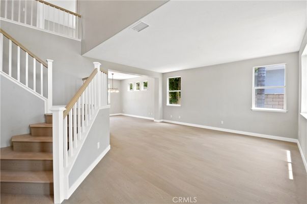 Empty room, Interior, Pendant Lights, Wood Texture Flooring
