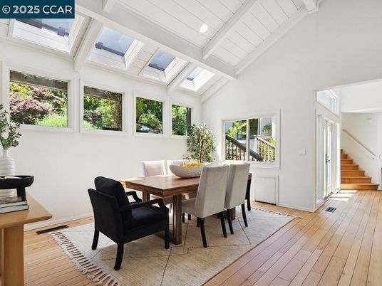 Dining room, Glass Ceilings, Interior, Recessed Lighting, Sun Room, Wood Texture Flooring