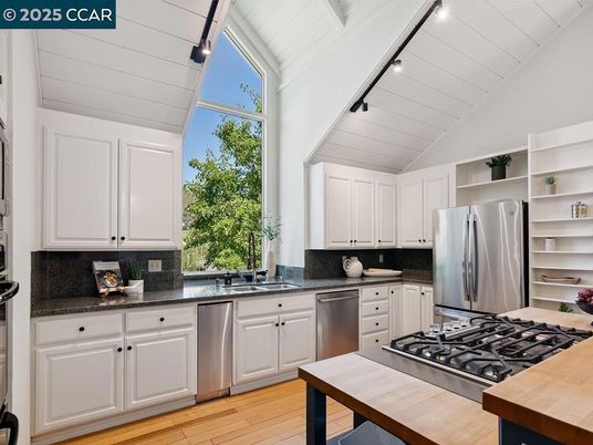 Interior, Kitchen, Stainless Steel Appliances, Wood Texture Flooring