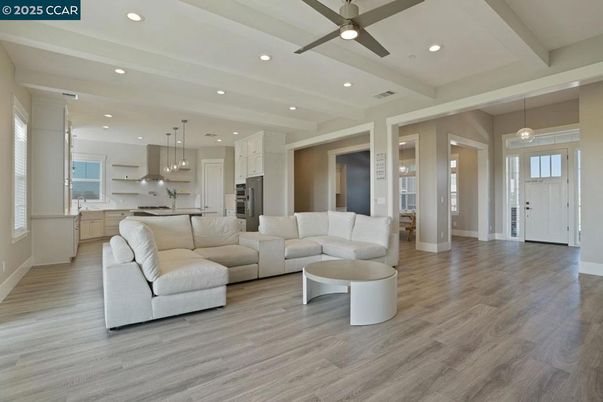 Interior, Kitchen, Living room, Pendant Lights, Recessed Lighting, Stainless Steel Appliances, Wood Texture Flooring