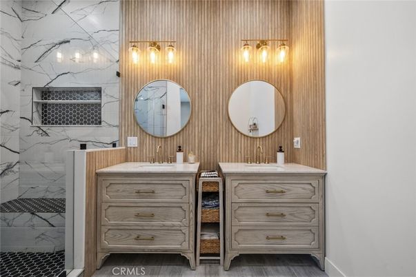 Bathroom, Dual Sink Vanities, Interior, Marble Walls