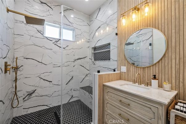 Bathroom, Glass Shower, Interior, Marble Walls