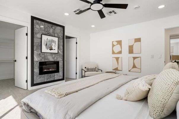 Bedroom, Fireplace, Interior, Recessed Lighting