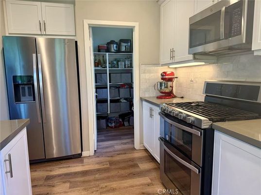 Interior, Kitchen, Stainless Steel Appliances, Wood Texture Flooring