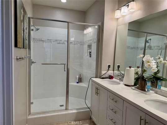 Bathroom, Dual Sink Vanities, Glass Shower, Interior, Recessed Lighting