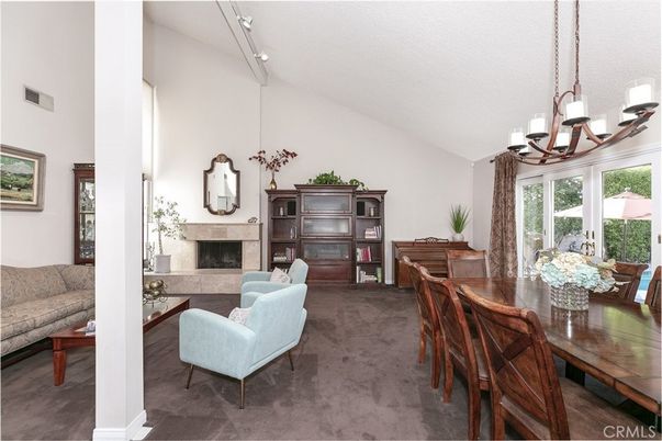 Chandelier, Dining room, Fireplace, Interior