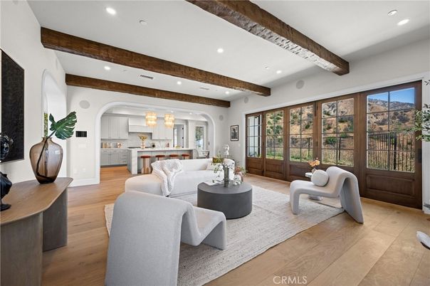 Interior, Kitchen, Living room, Recessed Lighting, Wooden Beams, Wood Texture Flooring