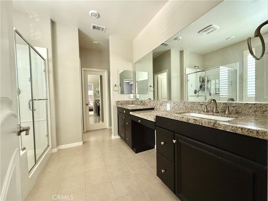 Bathroom, Dual Sink Vanities, Glass Shower, Interior, Recessed Lighting