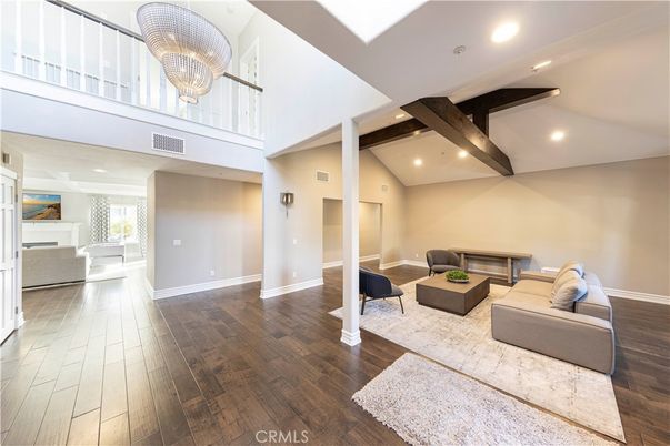 Interior, Living room, Recessed Lighting, Wooden Beams, Wood Texture Flooring