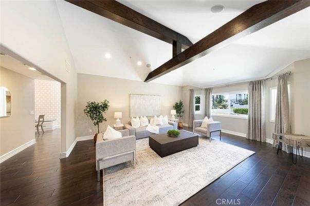 Interior, Living room, Recessed Lighting, Wooden Beams, Wood Texture Flooring