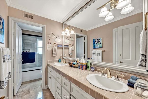 Bathroom, Dual Sink Vanities, Glass Shower, Interior, Tile Countertops