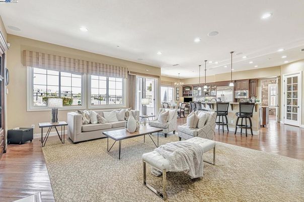 Interior, Kitchen, Living room, Pendant Lights, Recessed Lighting, Wood Texture Flooring