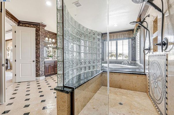 Bathroom, Glass Shower, Interior, Recessed Lighting